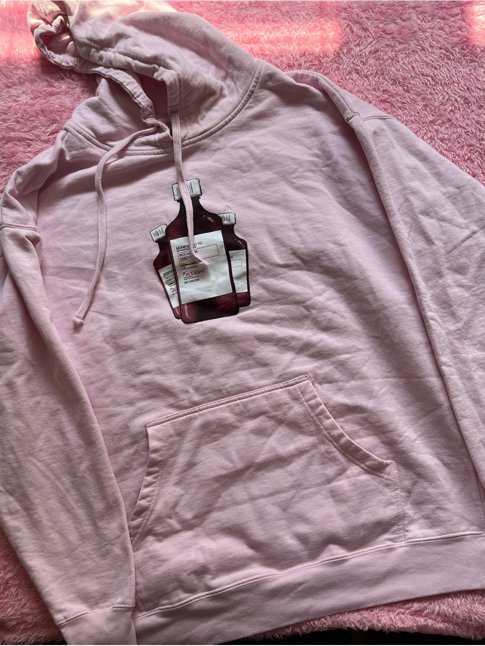 MoneybaggYo Pink Graphic Bottle Hoodie